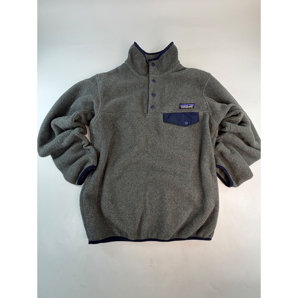 Patagonia Synchilla Snap-T Fleece Pullover Gray Navy Blue Women XS 25455